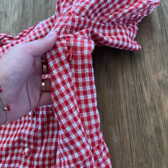 Cotton Plaid Short Sleeve A Line Summer Dress - Picture 6 of 9